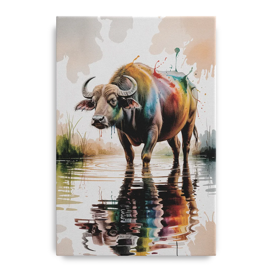 Artistic Water Buffalo in Habitat - Canvas Wall Art