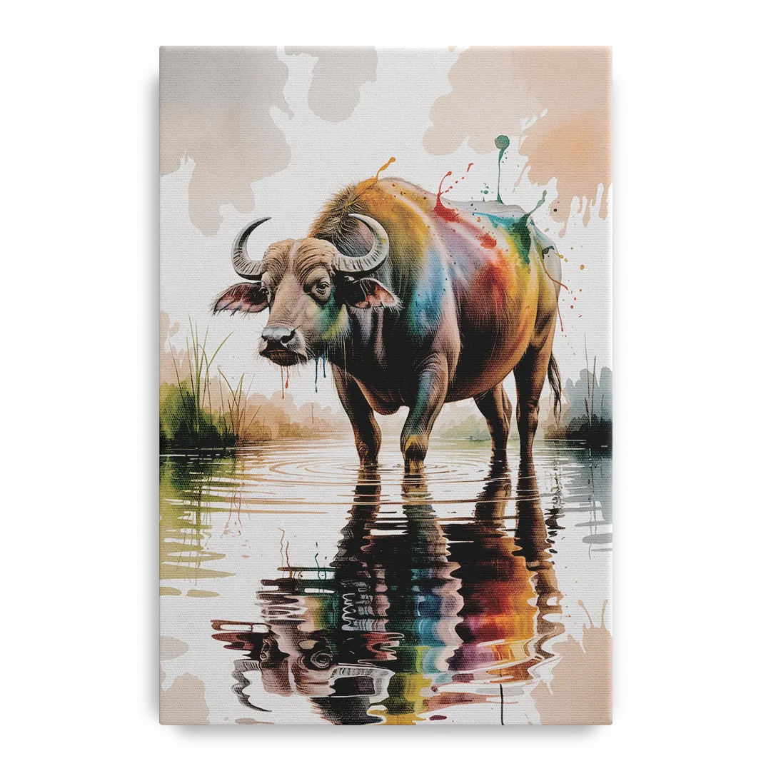 Artistic Water Buffalo in Habitat Front - Canvas Wall Art