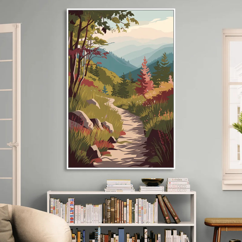 Asheville Appalachian Trail Views Living Room - White Canvas Wall Art