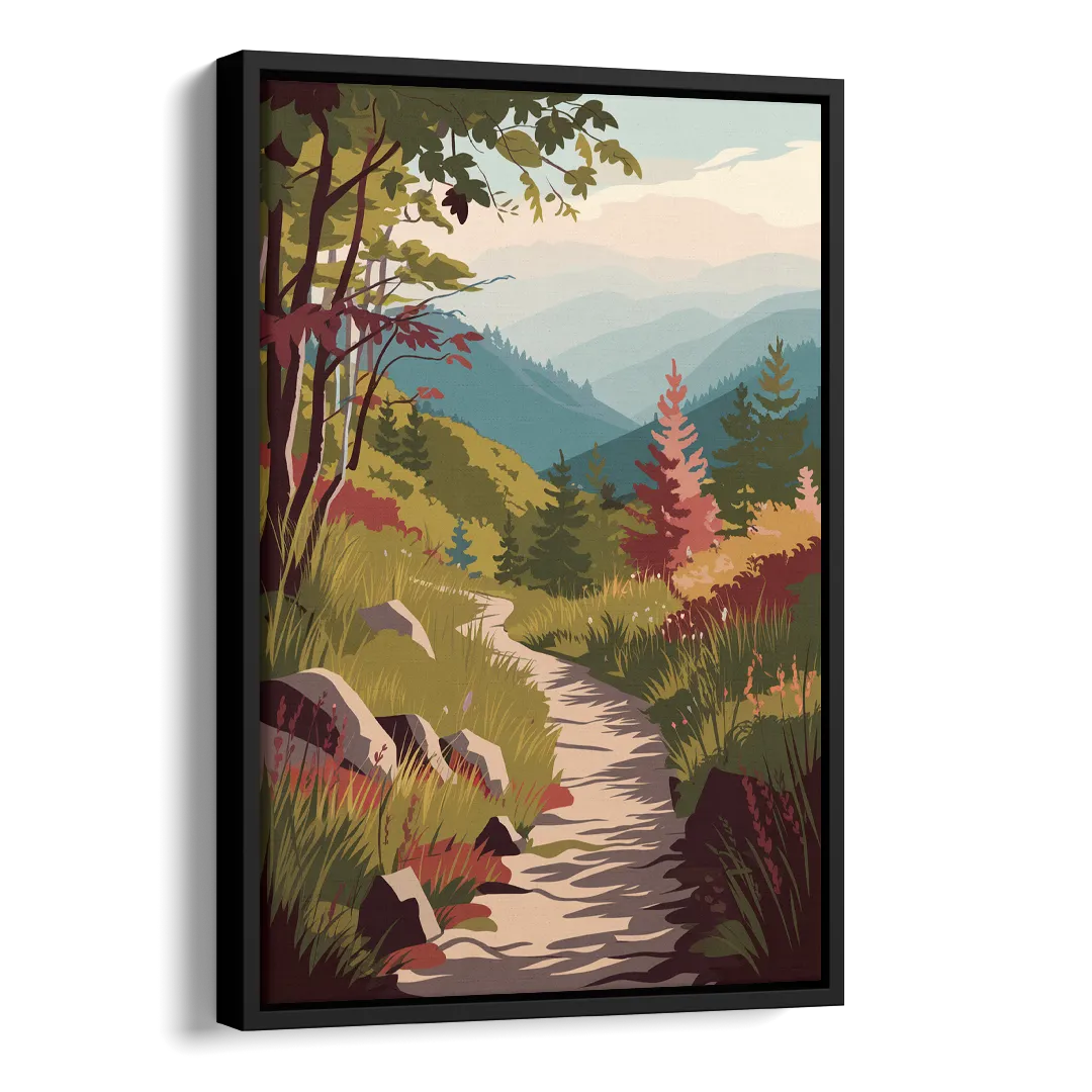 Asheville Appalachian Trail Views Side - Black Canvas Wall Art