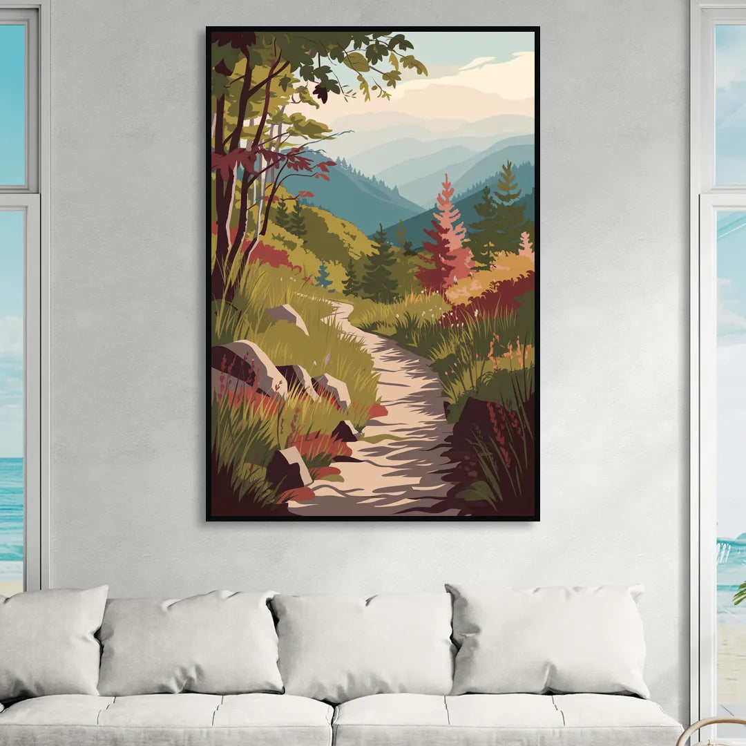 Asheville Appalachian Trail Views Sitting Room - Black Canvas Wall Art