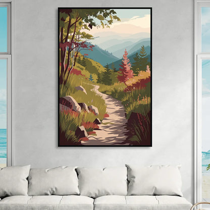 Asheville Appalachian Trail Views Sitting Room - Black Canvas Wall Art