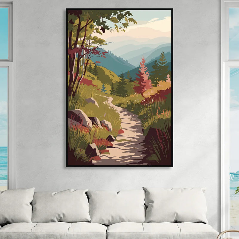 Asheville Appalachian Trail Views Sitting Room - Black Canvas Wall Art