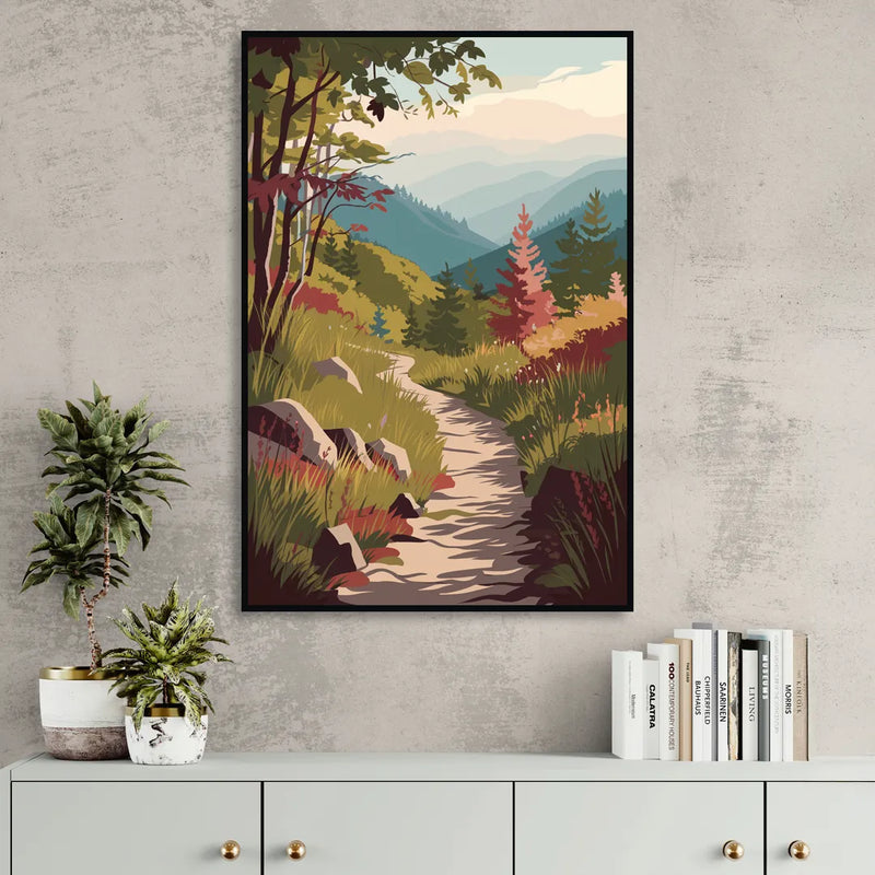 Asheville Appalachian Trail Views Living Room - Black Canvas Wall Art
