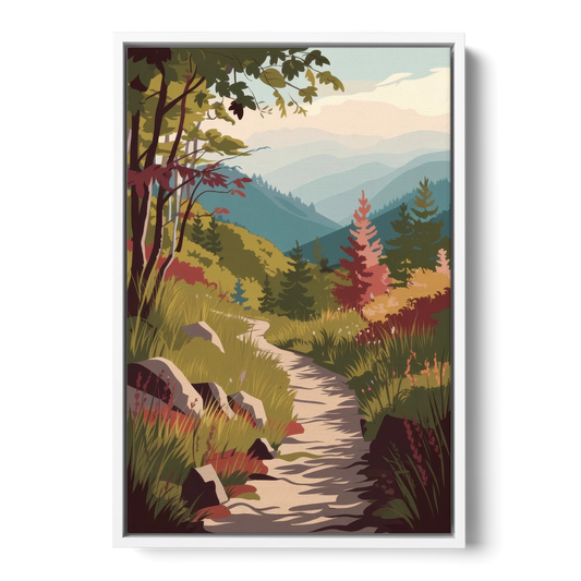 Asheville Appalachian Trail Views - White Framed Canvas Wall Art - Front