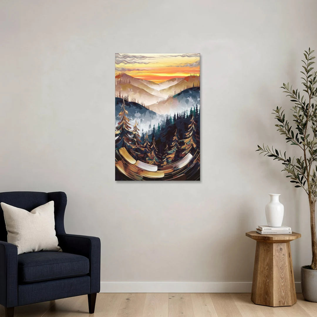 Asheville Blue Ridge Sunset - Canvas Wall Art - Sofa - 24x36