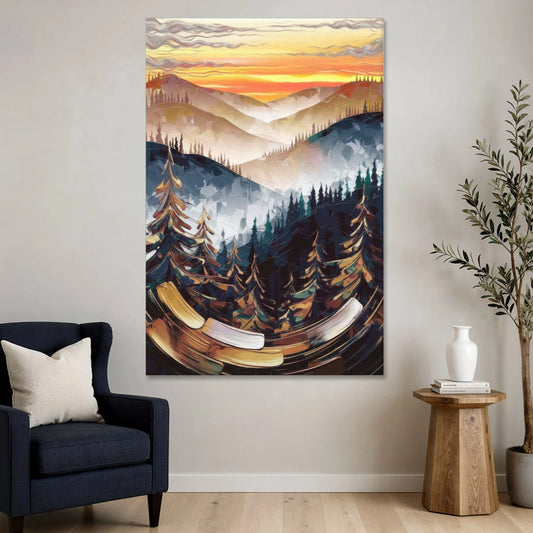 Asheville Blue Ridge Sunset - Canvas Wall Art - Sofa - 40x60