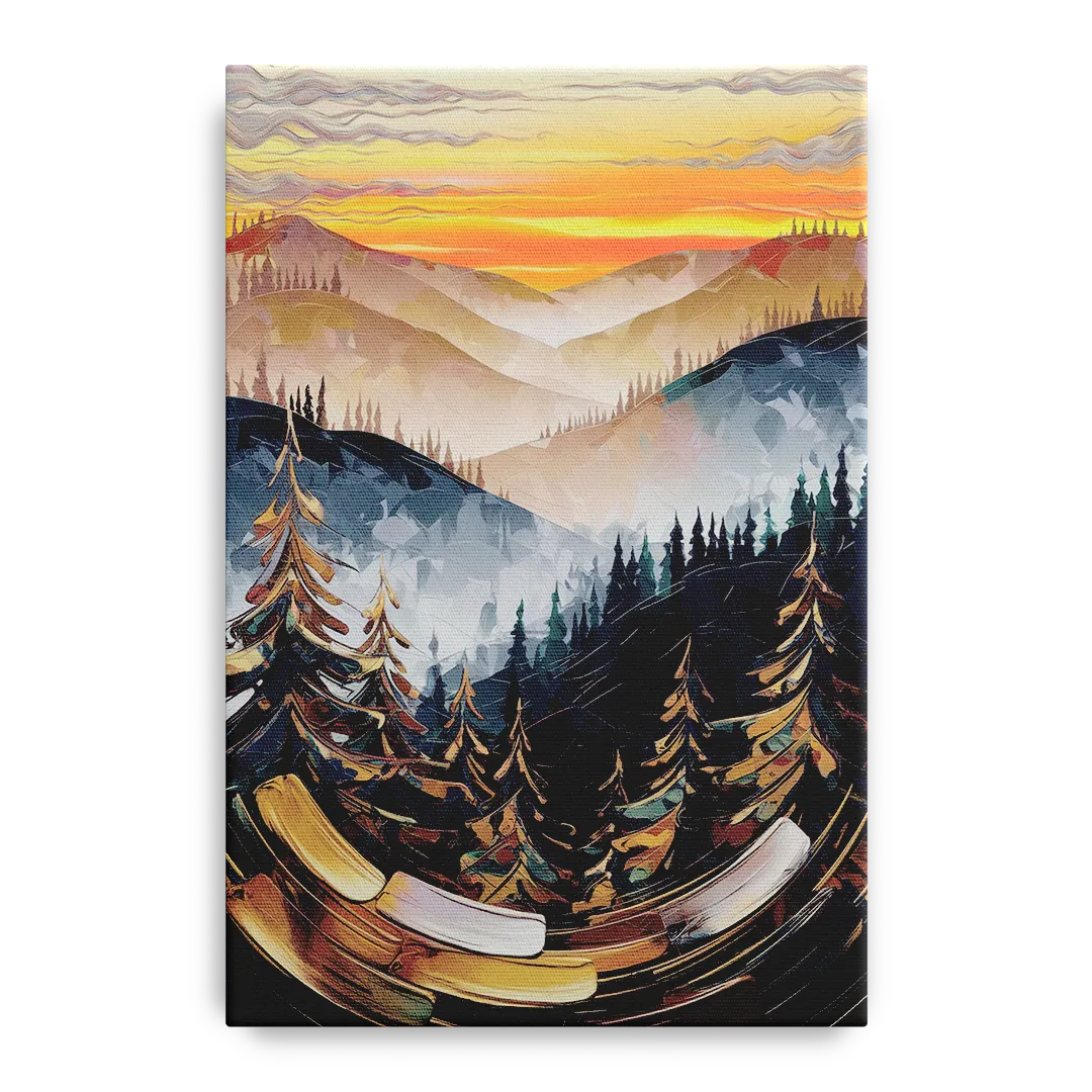 Asheville Blue Ridge Sunset Front - Canvas Wall Art