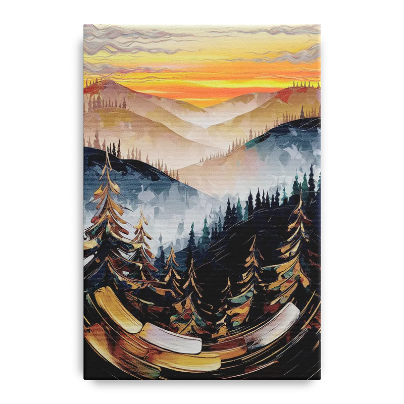 Asheville Blue Ridge Sunset Front - Canvas Wall Art