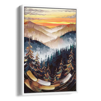 Asheville Blue Ridge Sunset Side - White Canvas Wall Art