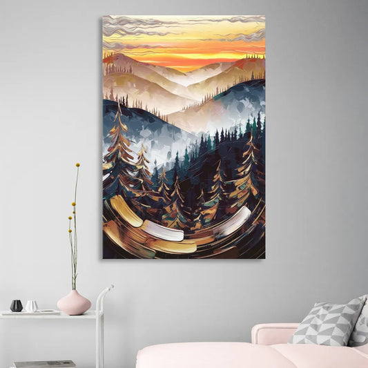 Asheville Blue Ridge Sunset Living Room - Canvas Wall Art