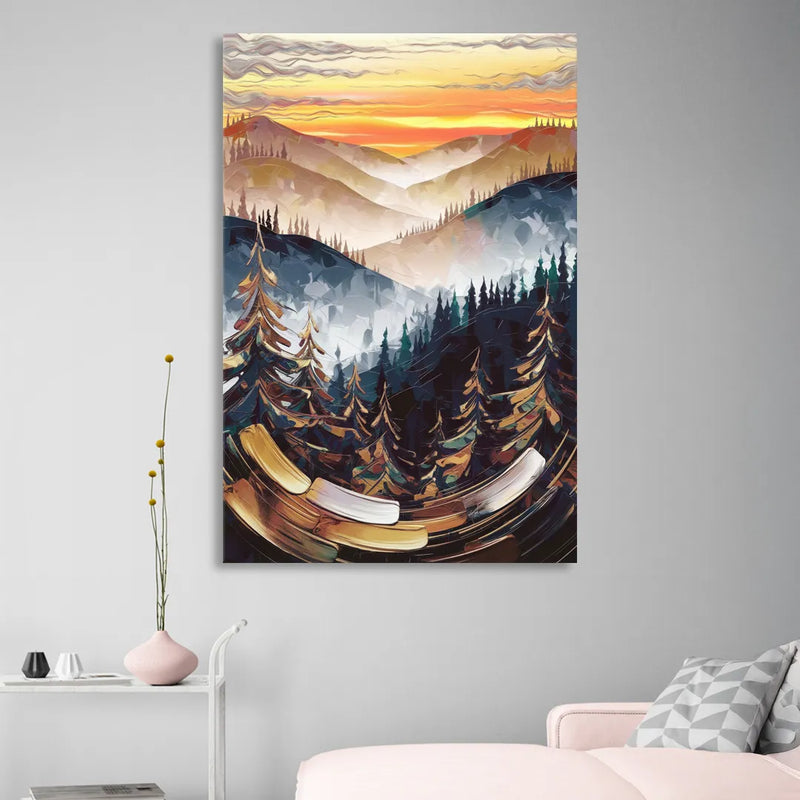 Asheville Blue Ridge Sunset Living Room - Canvas Wall Art