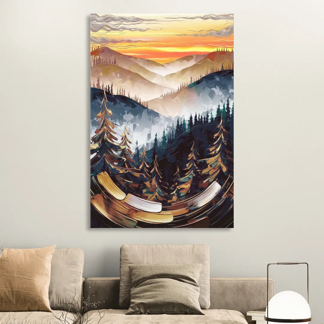 Asheville Blue Ridge Sunset Sitting Room - Canvas Wall Art