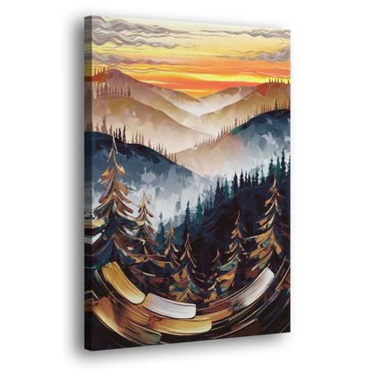 Asheville Blue Ridge Sunset Side - Canvas Wall Art