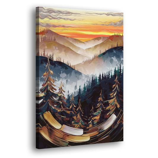 Asheville Blue Ridge Sunset Side - Canvas Wall Art