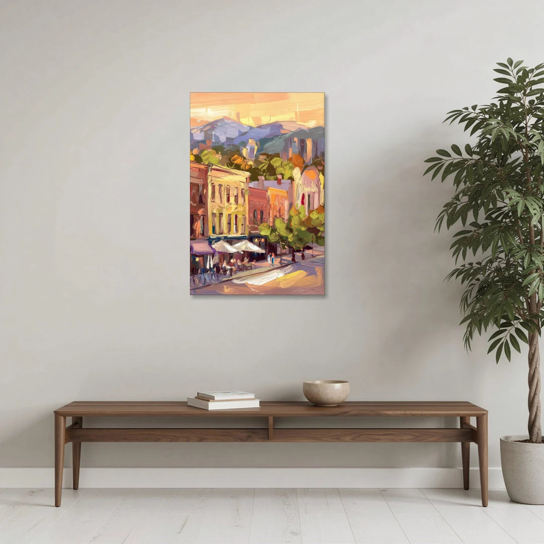 Asheville Downtown Landmarks - Canvas Wall Art - Coffee Table - 24x36