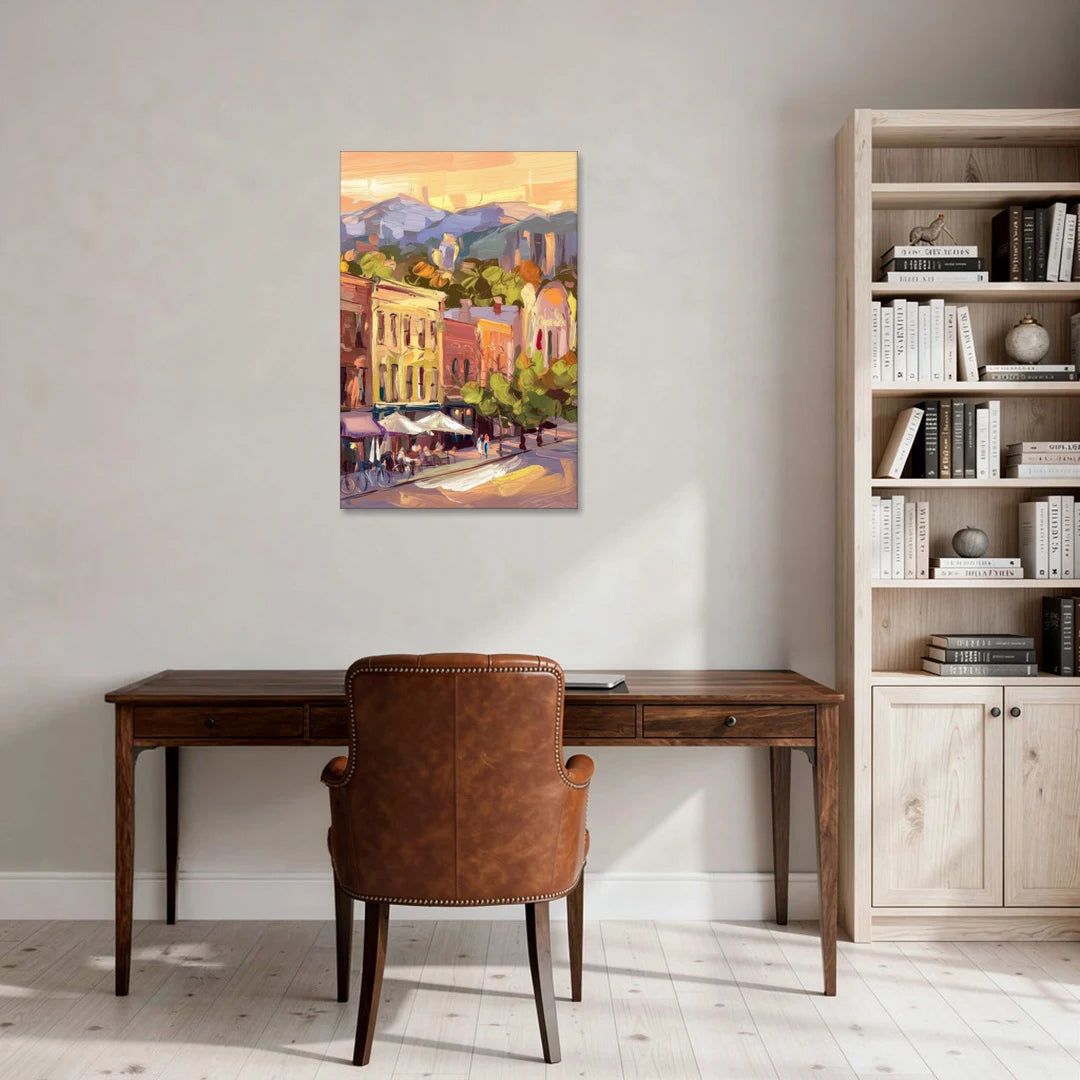 Asheville Downtown Landmarks - Canvas Wall Art - Office - 24x36