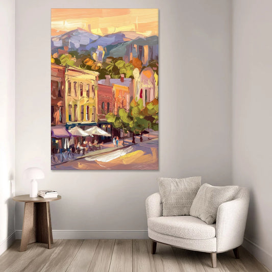 Asheville Downtown Landmarks - Canvas Wall Art - Sofa - 40x60