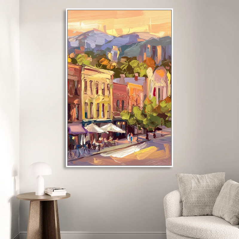 Asheville Downtown Landmarks Living Room - White Canvas Wall Art
