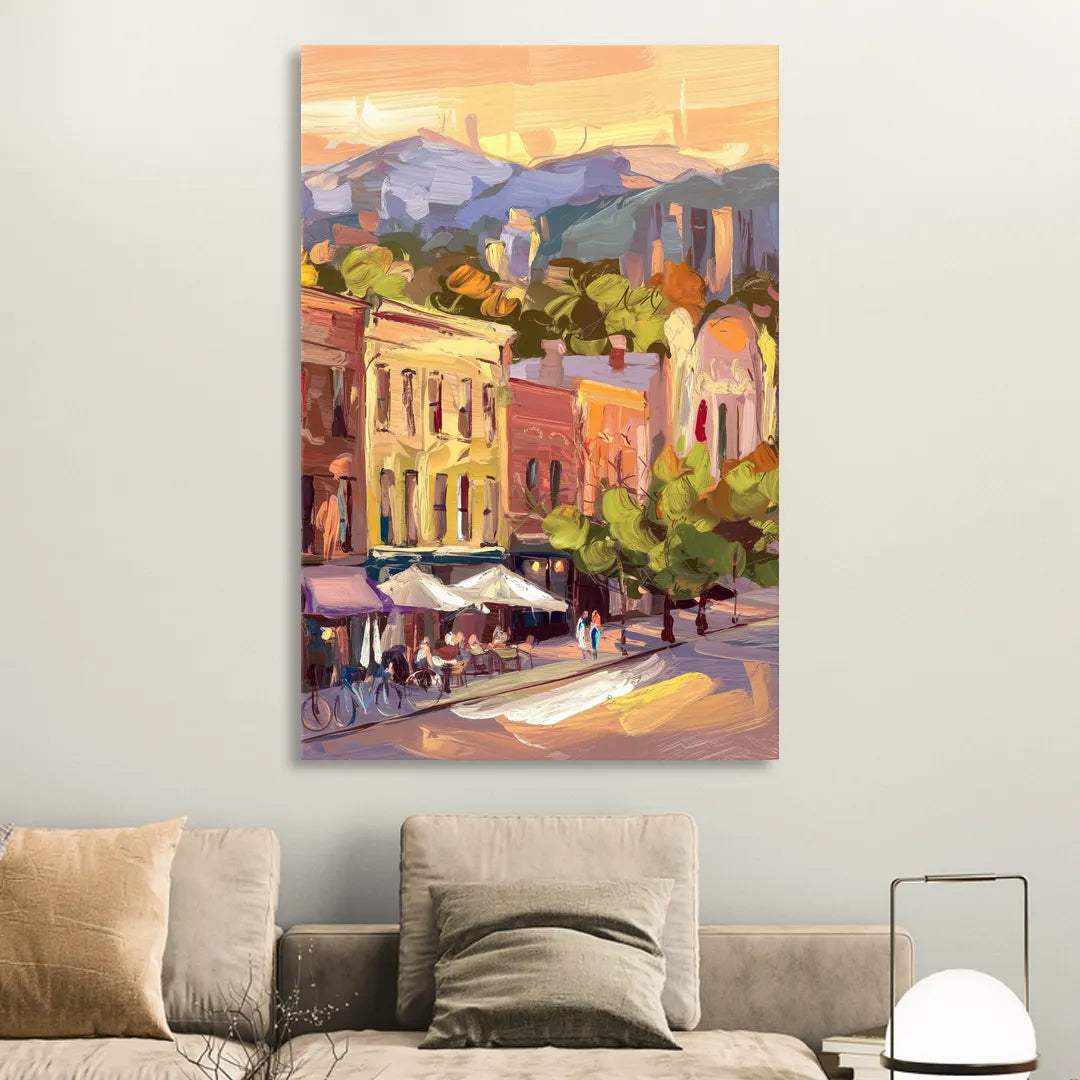 Asheville Downtown Landmarks Living Room - Canvas Wall Art