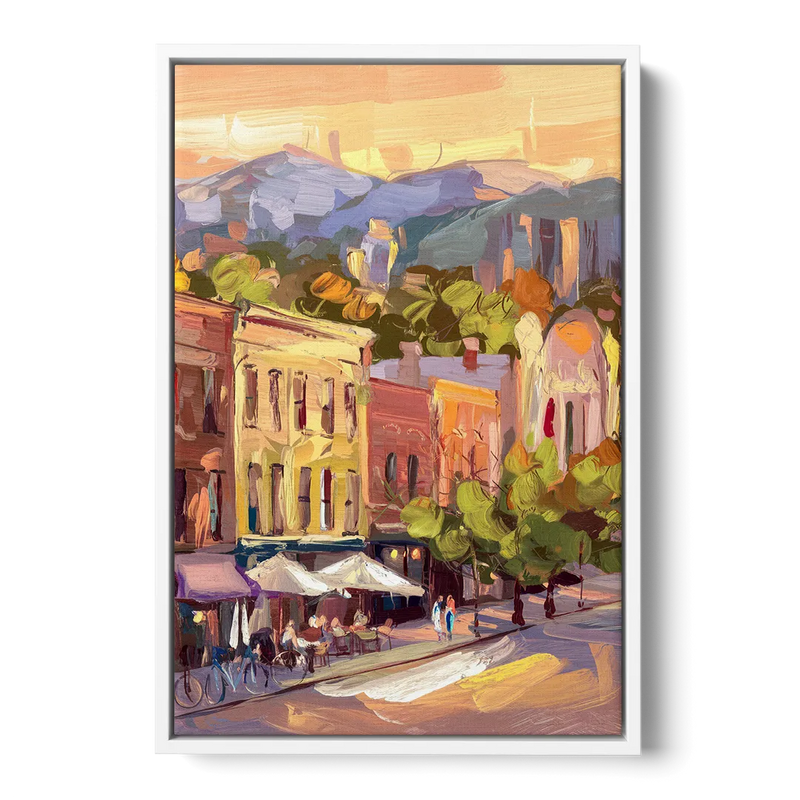 Asheville Downtown Landmarks Front - White Canvas Wall Art