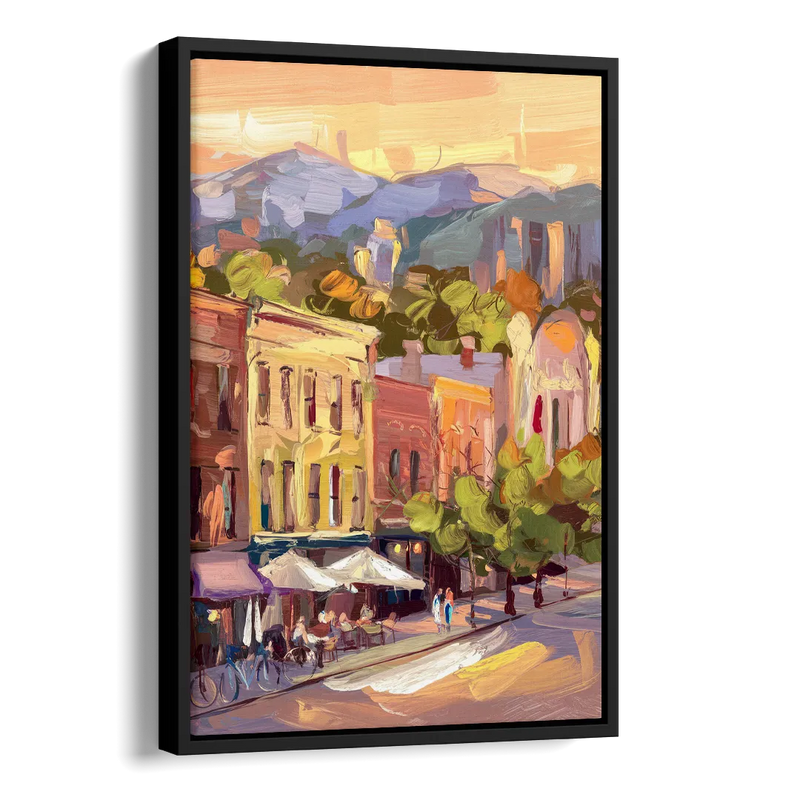 Asheville Downtown Landmarks Side - Black Canvas Wall Art