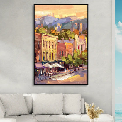 Asheville Downtown Landmarks Sitting Room - Black Canvas Wall Art