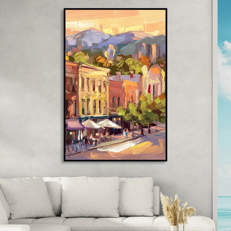 Asheville Downtown Landmarks Sitting Room - Black Canvas Wall Art