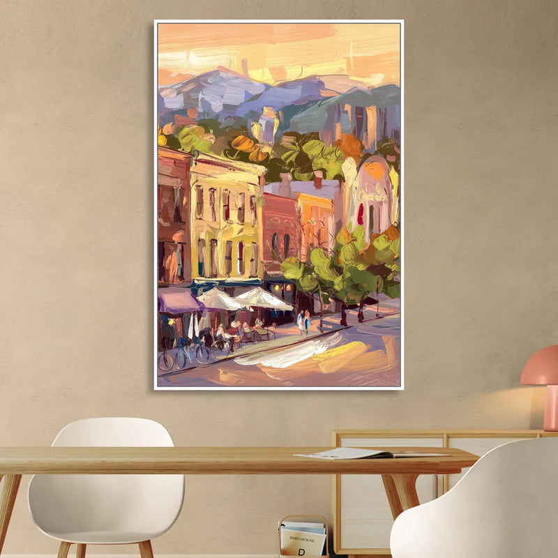 Asheville Downtown Landmarks Sitting Room - White Canvas Wall Art