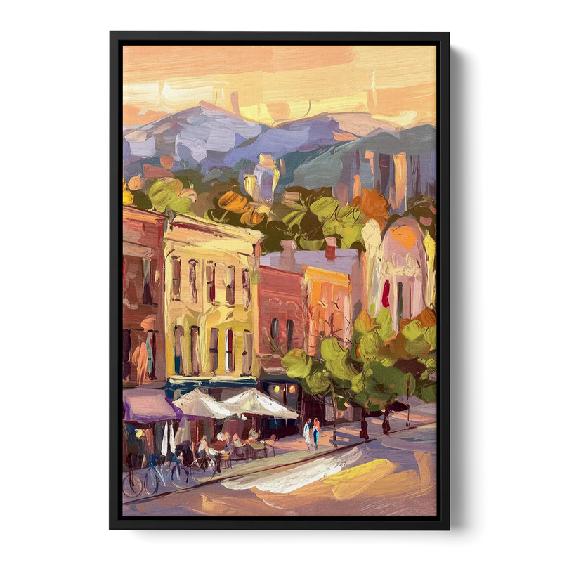 Asheville Downtown Landmarks Front - Black Canvas Wall Art