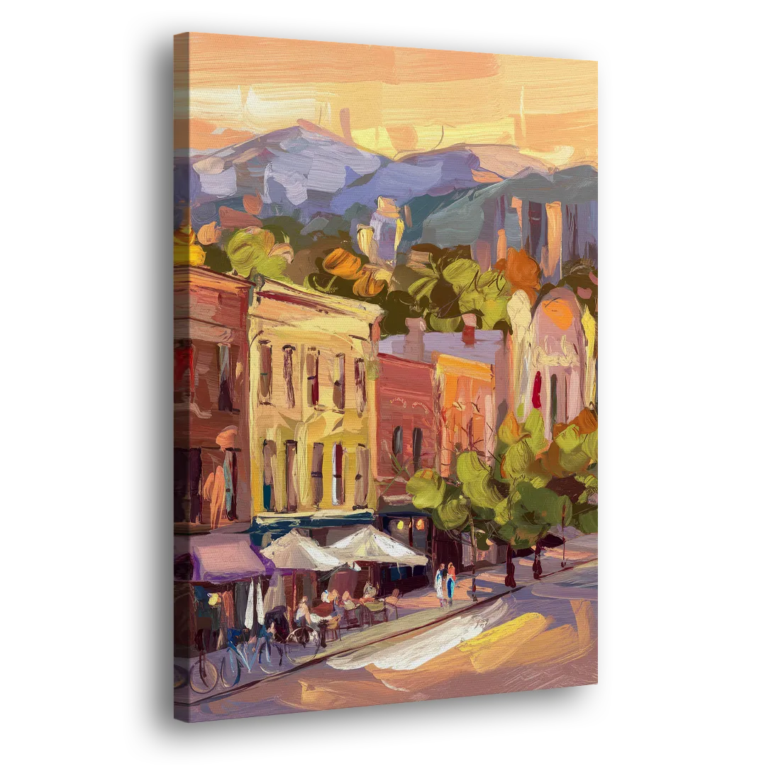 Asheville Downtown Landmarks Side - Canvas Wall Art