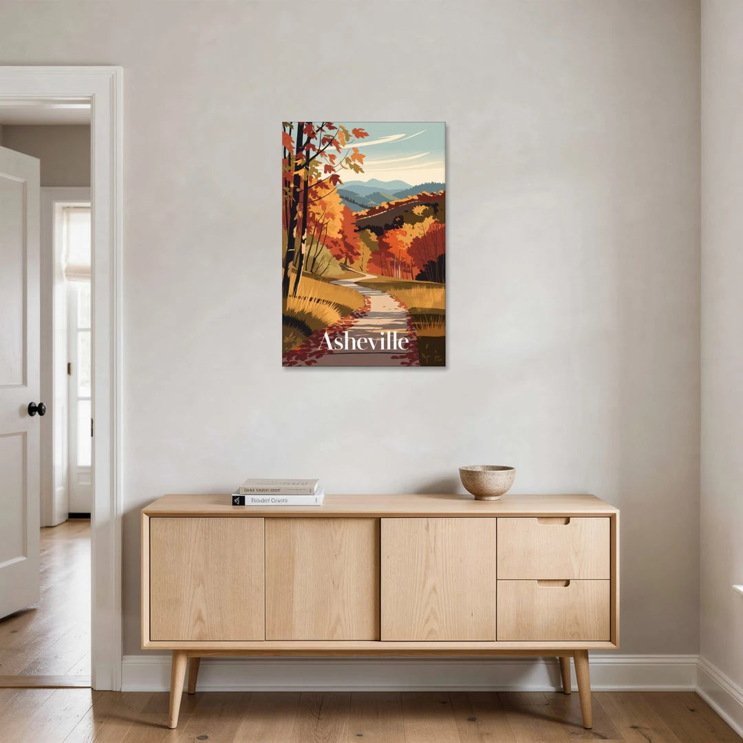 Asheville Fall Foliage Scene - Canvas Wall Art - Coffee Table - 24x36