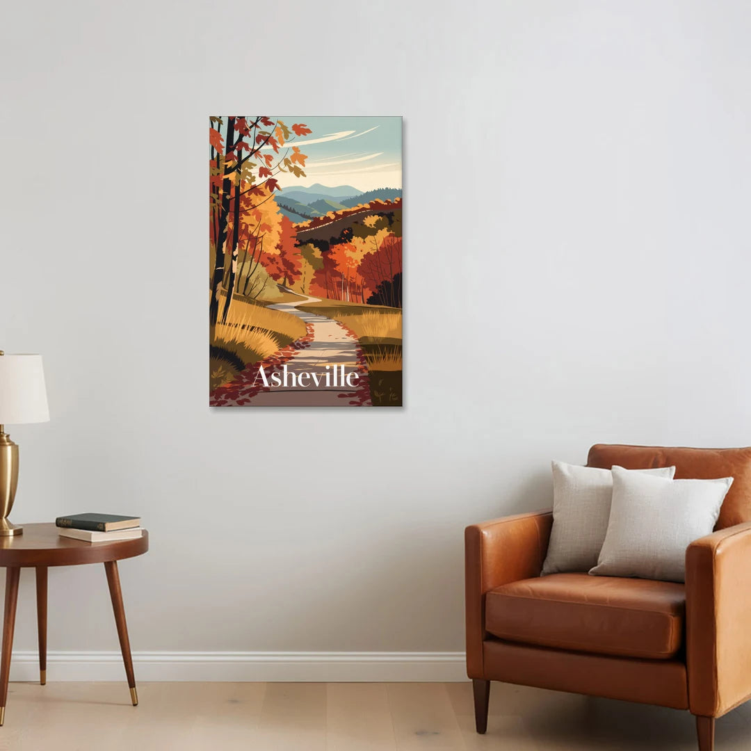 Asheville Fall Foliage Scene - Canvas Wall Art - Sofa - 24x36