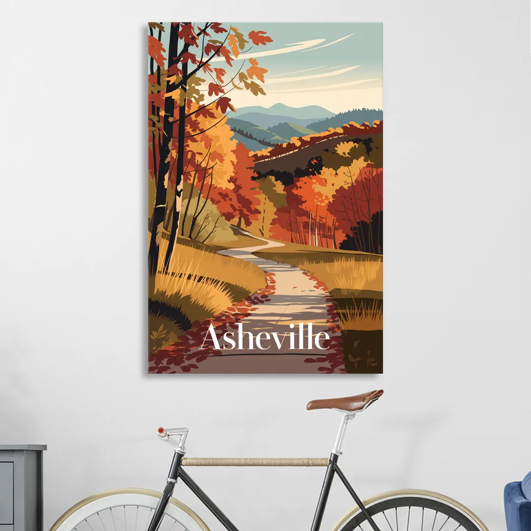 Asheville Fall Foliage Scene Living Room - Canvas Wall Art