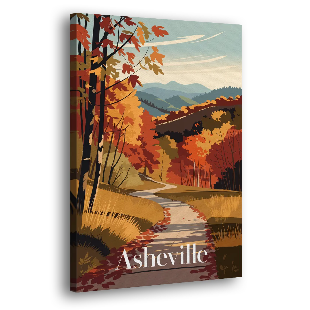 Asheville Fall Foliage Scene Side - Canvas Wall Art