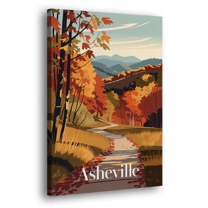 Asheville Fall Foliage Scene Side - Canvas Wall Art