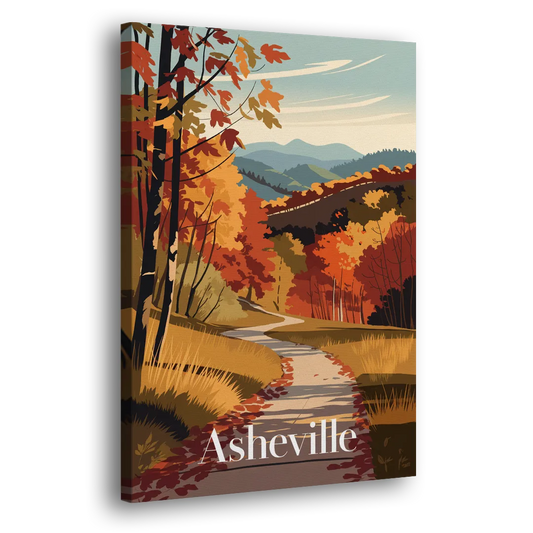 Asheville Fall Foliage Scene Side - Canvas Wall Art