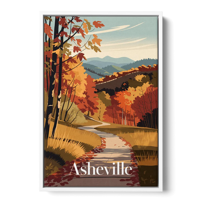 Asheville Fall Foliage Scene Front - White Canvas Wall Art