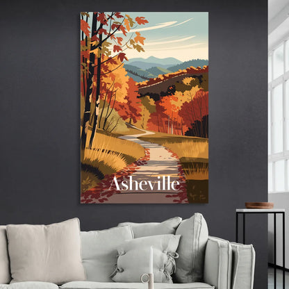 Asheville Fall Foliage Scene Sitting Room - Canvas Wall Art