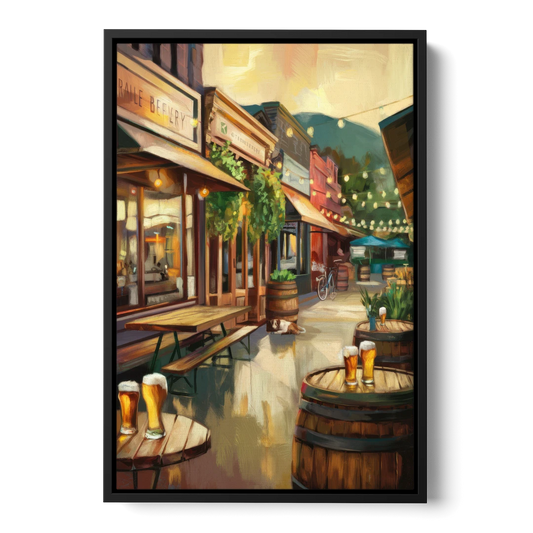 Asheville Local Brewery District - Black Framed Canvas Wall Art - Front