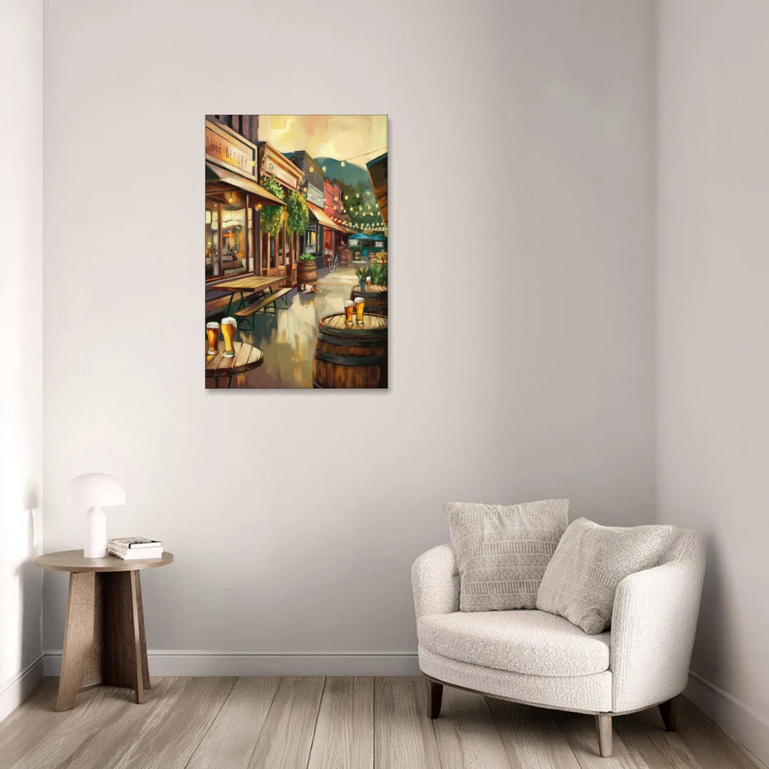 Asheville Local Brewery District - Canvas Wall Art - Sofa - 24x36
