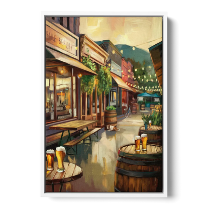 Asheville Local Brewery District Front - White Canvas Wall Art