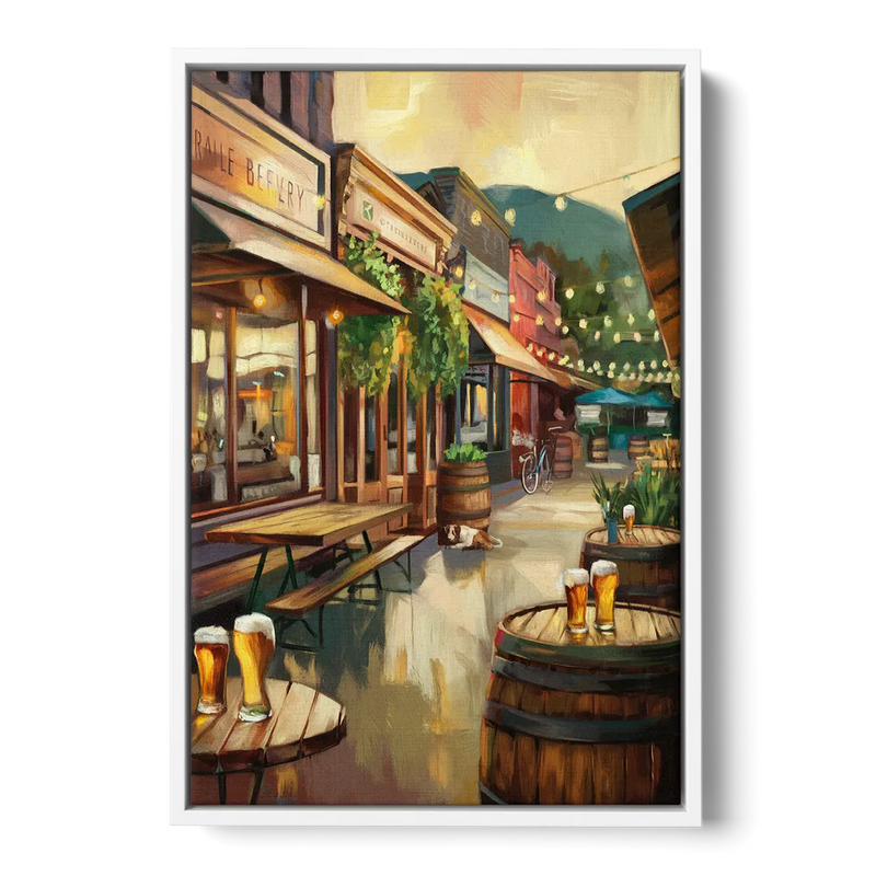 Asheville Local Brewery District Front - White Canvas Wall Art