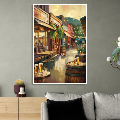 Asheville Local Brewery District Sitting Room - White Canvas Wall Art