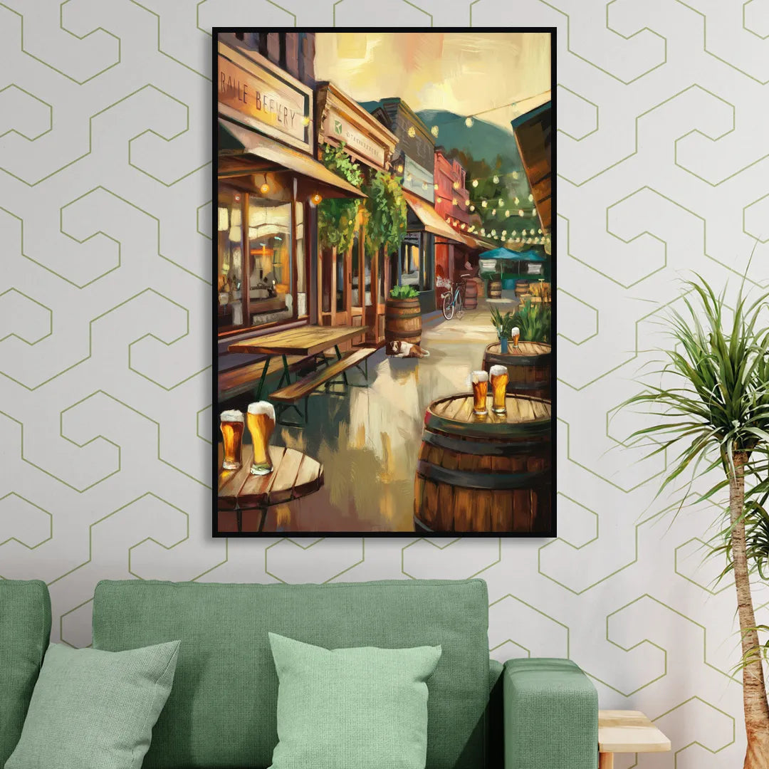 Asheville Local Brewery District Sitting Room - Black Canvas Wall Art