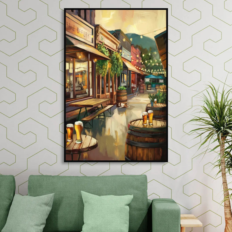 Asheville Local Brewery District Sitting Room - Black Canvas Wall Art