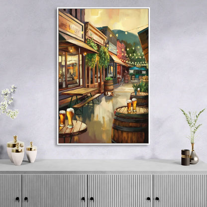 Asheville Local Brewery District Living Room - White Canvas Wall Art