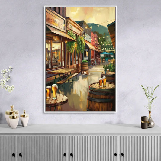 Asheville Local Brewery District Living Room - White Canvas Wall Art