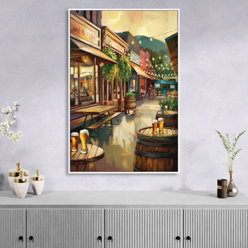 Asheville Local Brewery District Living Room - White Canvas Wall Art