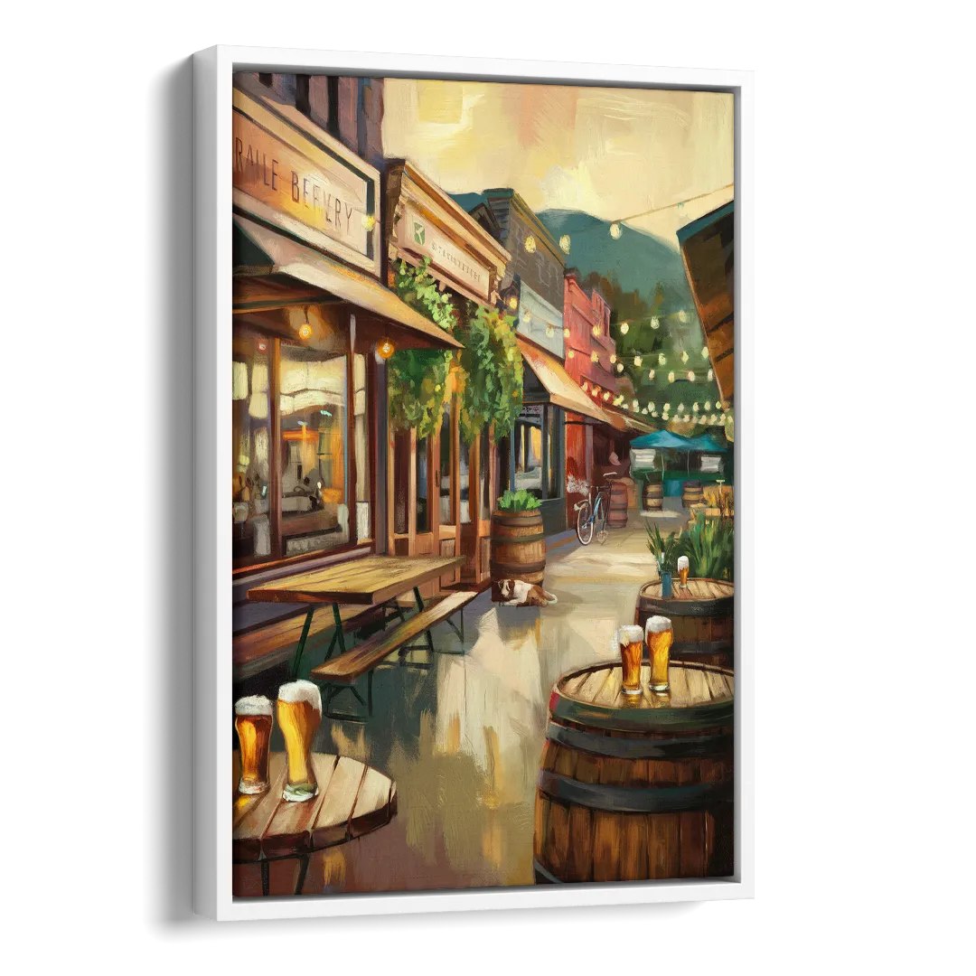 Asheville Local Brewery District Side - White Canvas Wall Art